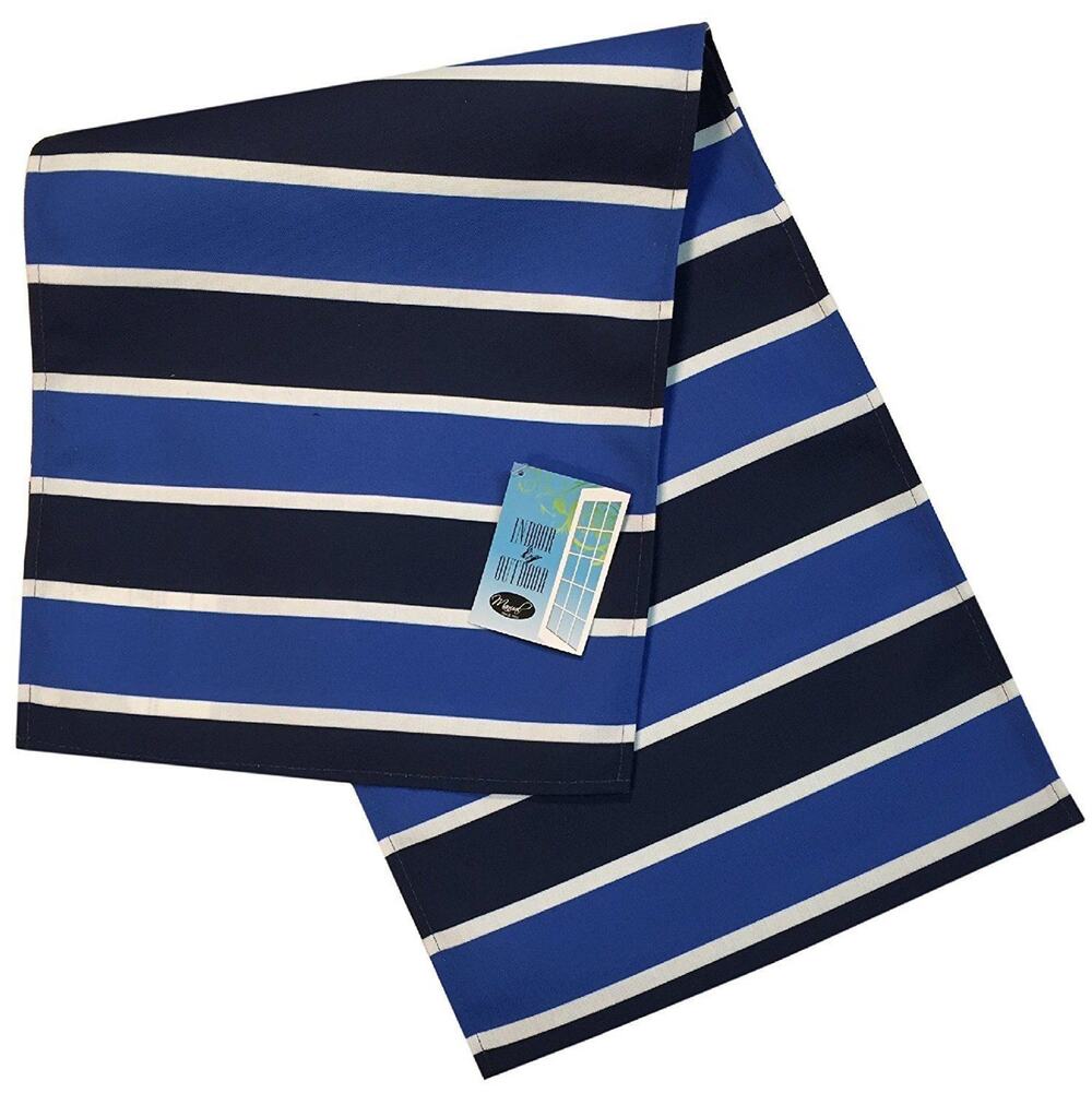 Manual Woodworkers Indoor Outdoor Nautical Stripe Table Runner Canvas Blue White